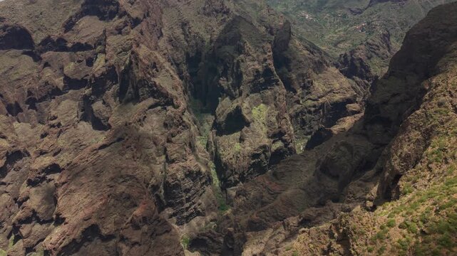 Aerial pan over Masca gorge
