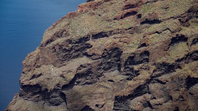 Cinematic pan of Masca gorge wall