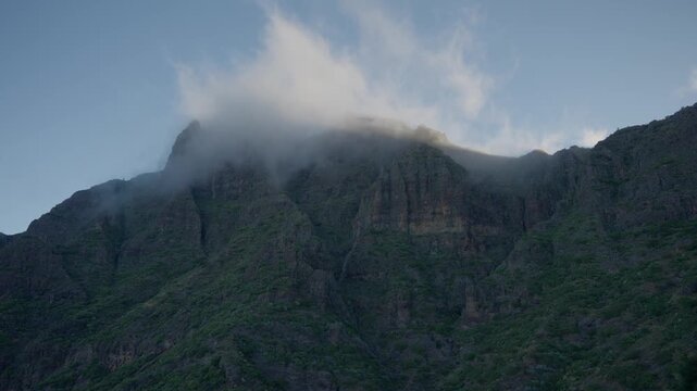Risco Blanco cliffs above Masca at dawn