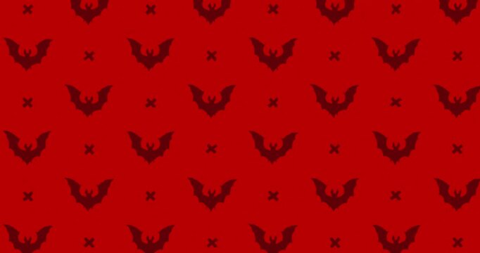 Bat Hand-Drawn Pattern red background
