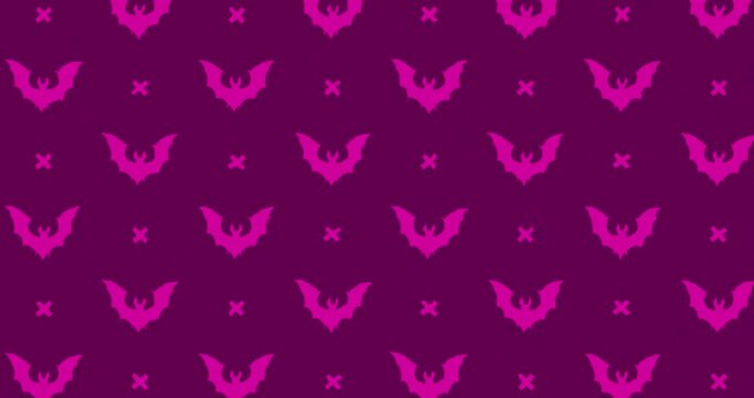 Bat Hand-Drawn Pattern dark pink background