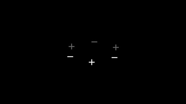 Rotating Plus and Minus Math Symbols Animation on Black Background