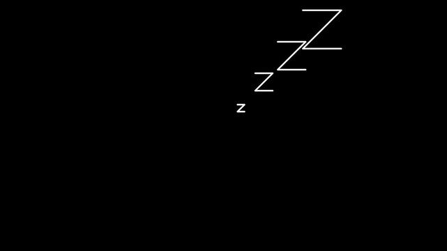 Simple 2D Animation Floating Zzz Sleep on Black Background for Tired Character