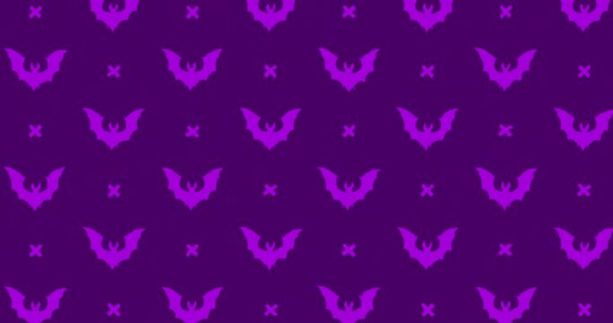 Bat Hand-Drawn Pattern dark purple background