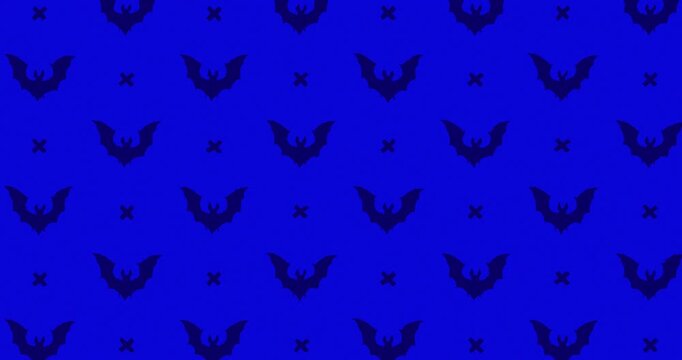Bat Hand-Drawn Pattern royal blue background