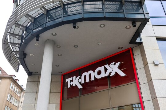 Kiel, Germany - 02. July 2026: TK Maxx storefront displaying brand logo in Kiel Germany