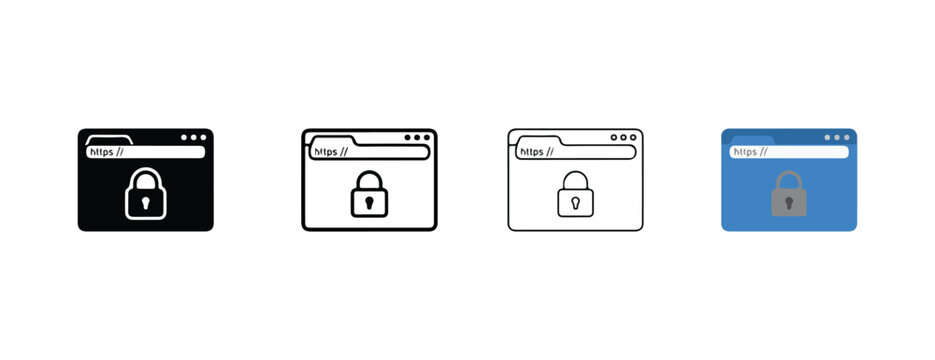 Browser windows with padlocks on address bars for secure connections  https protocol