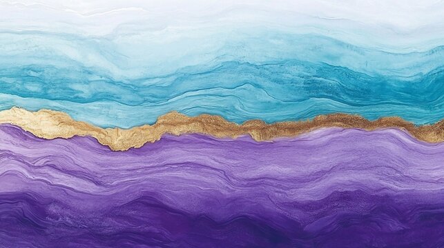 Abstract Gold Purple Blue Wave Art Print