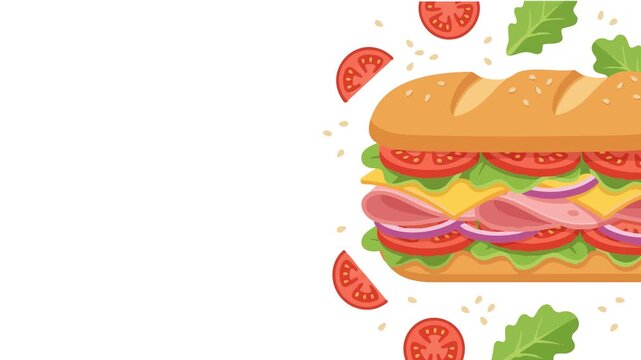 Delicious Italian Sub Sandwich Illustration for Food Promotion Design
