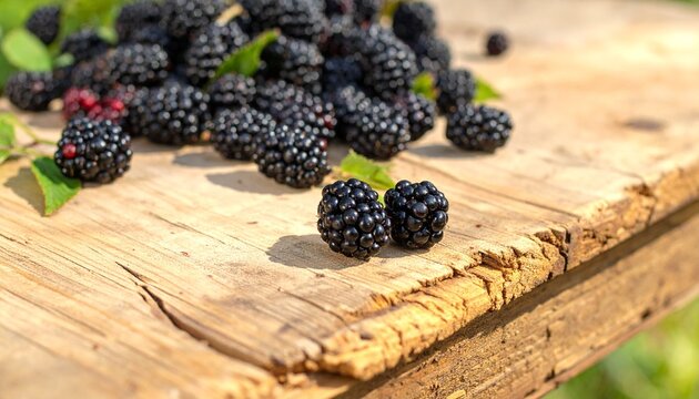 Fresh blueberries in wooden bowl on rustic table.