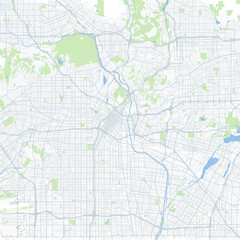 Fototapeta premium Minimal vector city map of Los Angeles with streets, parks and road network