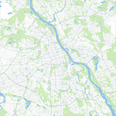 Fototapeta premium Minimal vector city map of Warsaw with streets, parks and Vistula River
