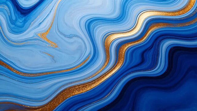 Blue and gold abstract swirling pattern