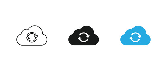 Obraz premium Cloud refresh icons, Sync storage symbols, Data update labels. vector illustration