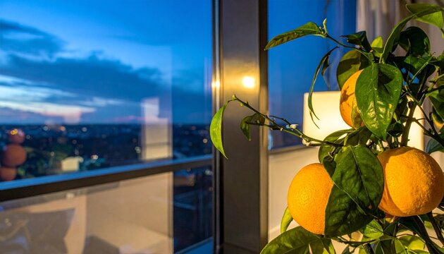Golden sunlit oranges hanging from tree branch outdoors.