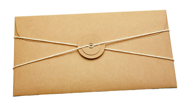 Brown paper envelope with string tie closure