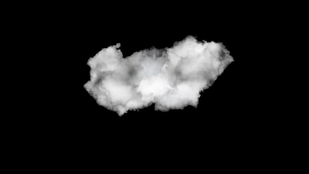 Animated storm cloud with flashing cyan lightning strikes isolated on a black background