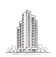 Fototapeta premium Abstract sketch high-rise building, doodles