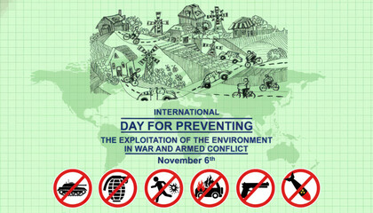 Fototapeta premium International day for preventing the exploitation of the environment in war and armed conflict