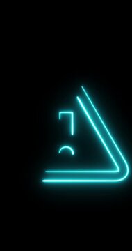Vertical Animated Neon Warning Triangle with Exclamation Mark Glowing Alert Notification Icon Mobile UI Motion Graphics Loop