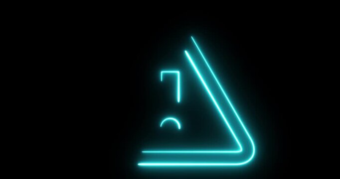 Animated Neon Warning Triangle with Exclamation Mark Glowing Cyber Alert Icon Loop Futuristic Safety Notification UI Motion Graphics Background