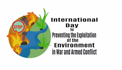Fototapeta premium International day for preventing the exploitation of the environment in war and armed conflict