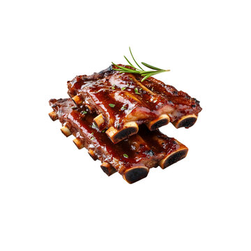 Deliciously glazed pork ribs with roasted herbs