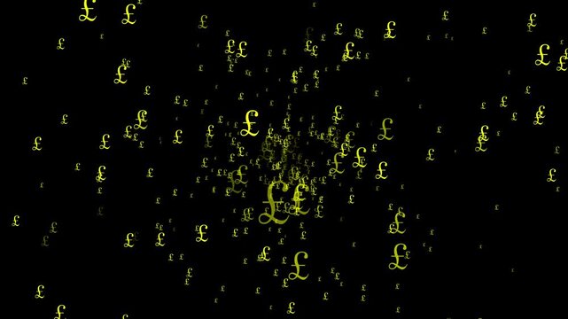 A multitude of pound currency symbols looming toward the viewer alpha channel