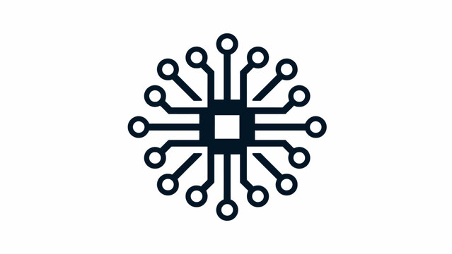 Round central processor unit circuit icon.