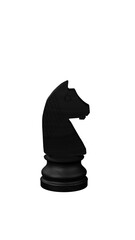 Black wooden chess Knight piece detailed carving, isolated on transparent background © Robert