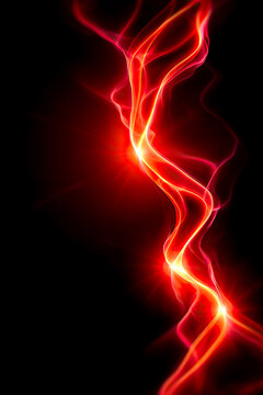 Glowing red energy streak against black background