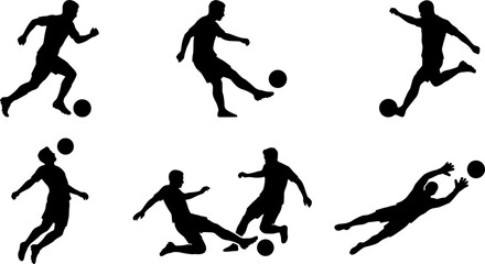Black silhouette soccer players in various actions © Mehedi