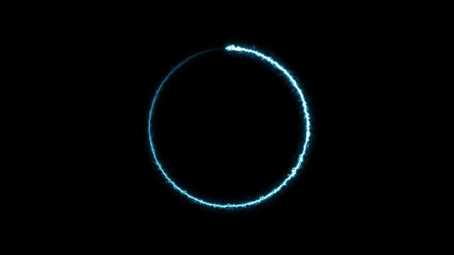 Glowing Blue Electric Circle Energy Arc on Black Background glowing blue circle electric arc 4K Video