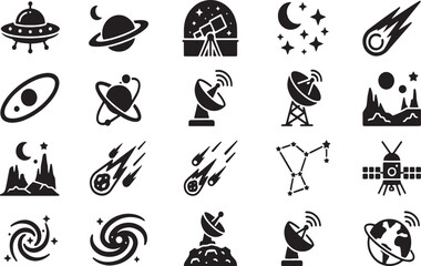 Space Exploration and Astronomy Vector Glyph Icon Set © RASHEDUL