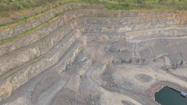 Aerial View of Active Quarry with Rock Terraces in Brisbane Queensland Australia