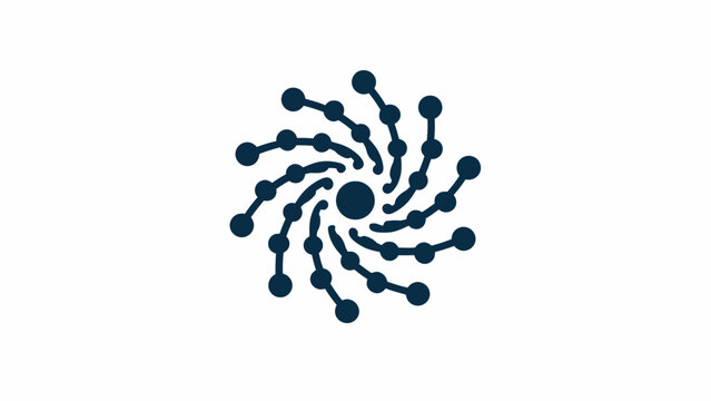 Swirling digital data vortex icon.