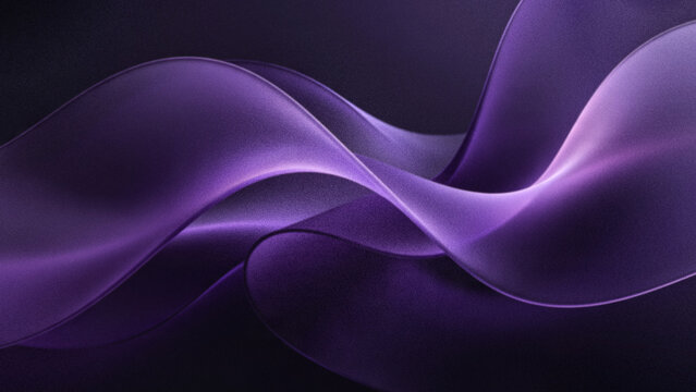 Abstract grainy glassmorphism background with flowing translucent purple fluid waves on a dark backdrop for modern tech product presentation designs