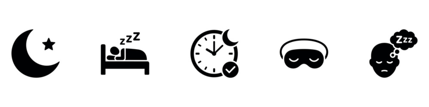 Zzz bed sleep snore icons snooze nap Z sound . Sleepy yawn or insomnia sleeper alarm clock Zzz line icons of goodnight deep sleep, bored or tired. Vector Illustration.