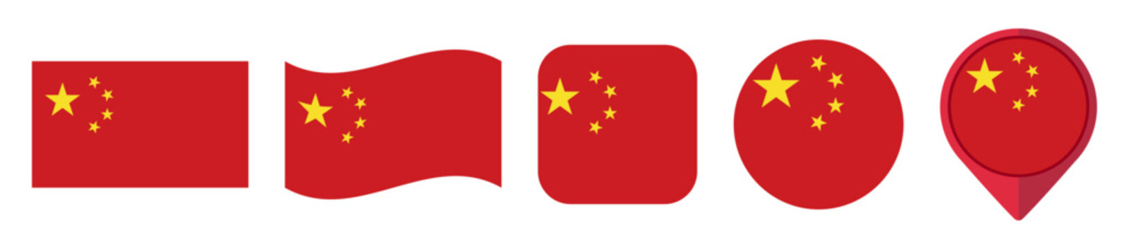 China flag icon set on transparent background