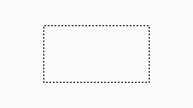 Animated Dashed Rectangle Border Frame on White Background . 4K Video