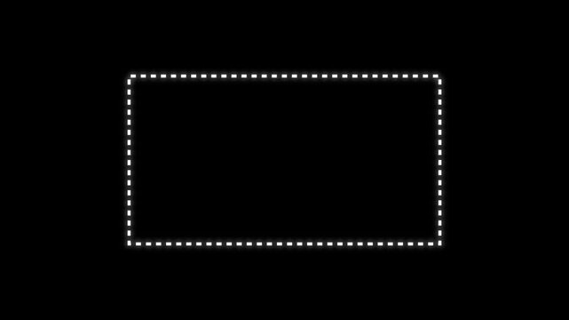 Dotted line rectangle frame animation on white background.4k video concept