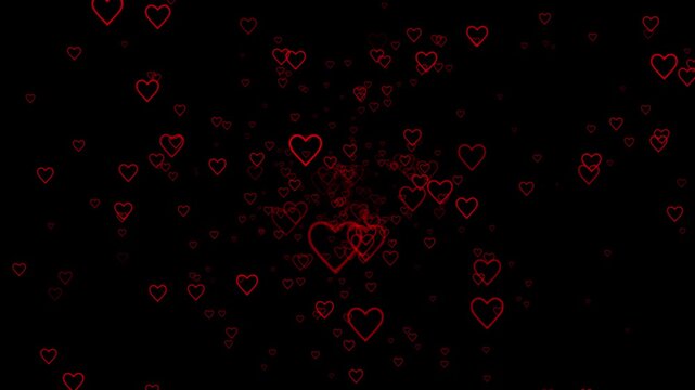 A multitude of heart outlines looming toward the viewer alpha channel