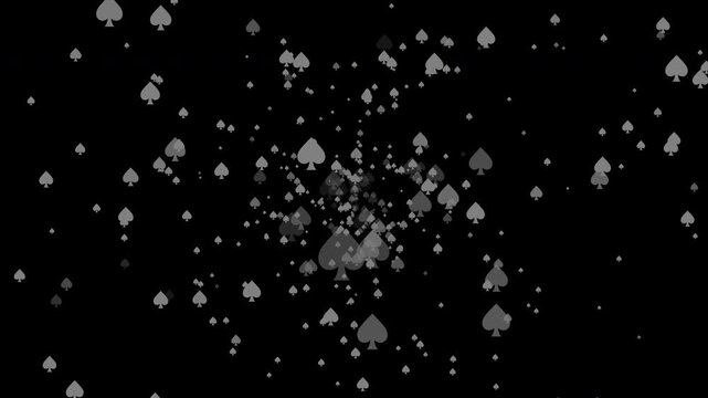 A multitude of spade symbols looming toward the viewer alpha channel