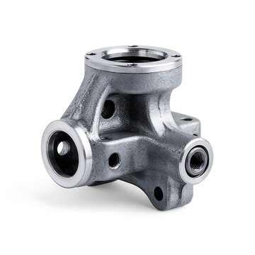 A robust mechanical component with a central opening and two side protrusions