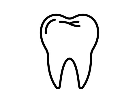 Simple black and white tooth illustration for dental design
