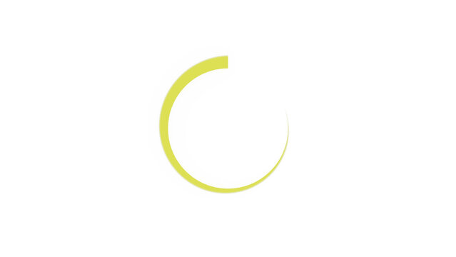 Yellow circle arc on transparent background, minimal ring overlay element