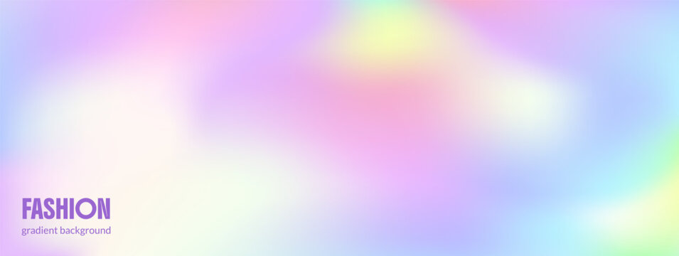 Smooth pastel background with rainbow gradation and gentle gradient in blue for beau or fashion design. Soft smooth pastel blur with aurora glow. Vector iridescent backdrop for poster or product label