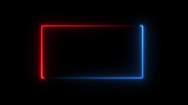 Animation of glowing neon rectangles abstract background. abstract glowing blue neon rectangle border frame. tow ton rectangle picture frame concept.
