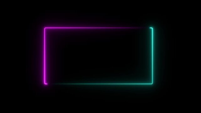 Animation of glowing neon rectangles abstract background. abstract glowing blue neon rectangle border frame. tow ton rectangle picture frame concept.