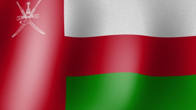 Waving Oman Flag Animation Seamless Loop, Realistic Oman Flag Loop Animation. Oman Flag Fluttering in Wind.